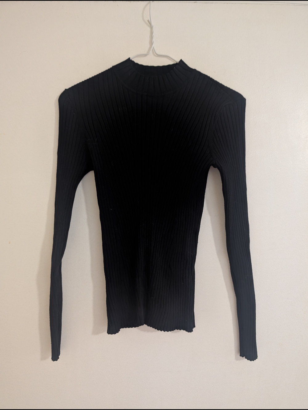 H&M Black Ribbed Mock Neck Top